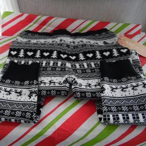 Leggings Holiday Theme Black & White NWT